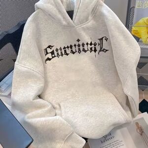 Unbranded Light Gray Graphic Hoodie Sweatshirt